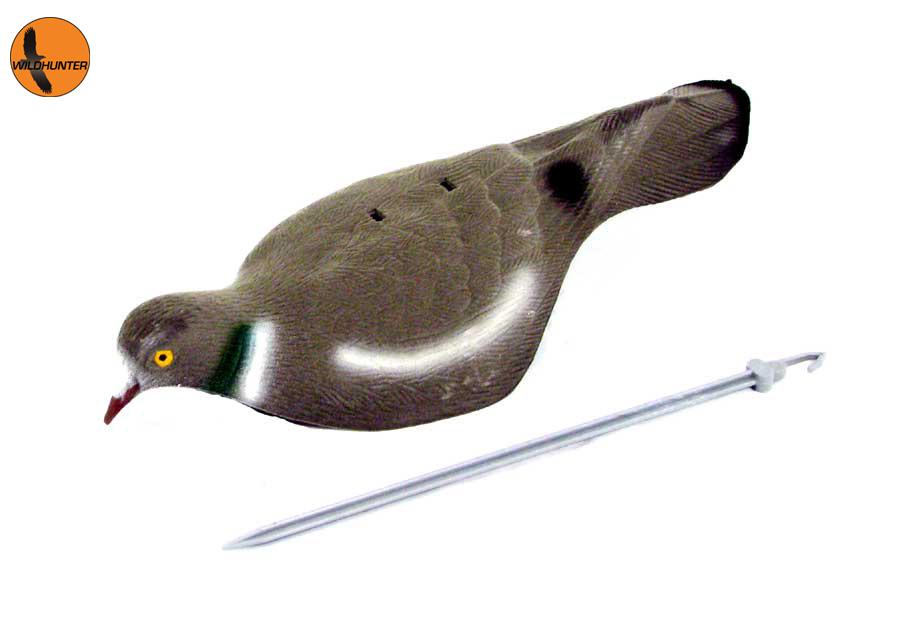 Shell flocked pigeon Decoy with spring stick