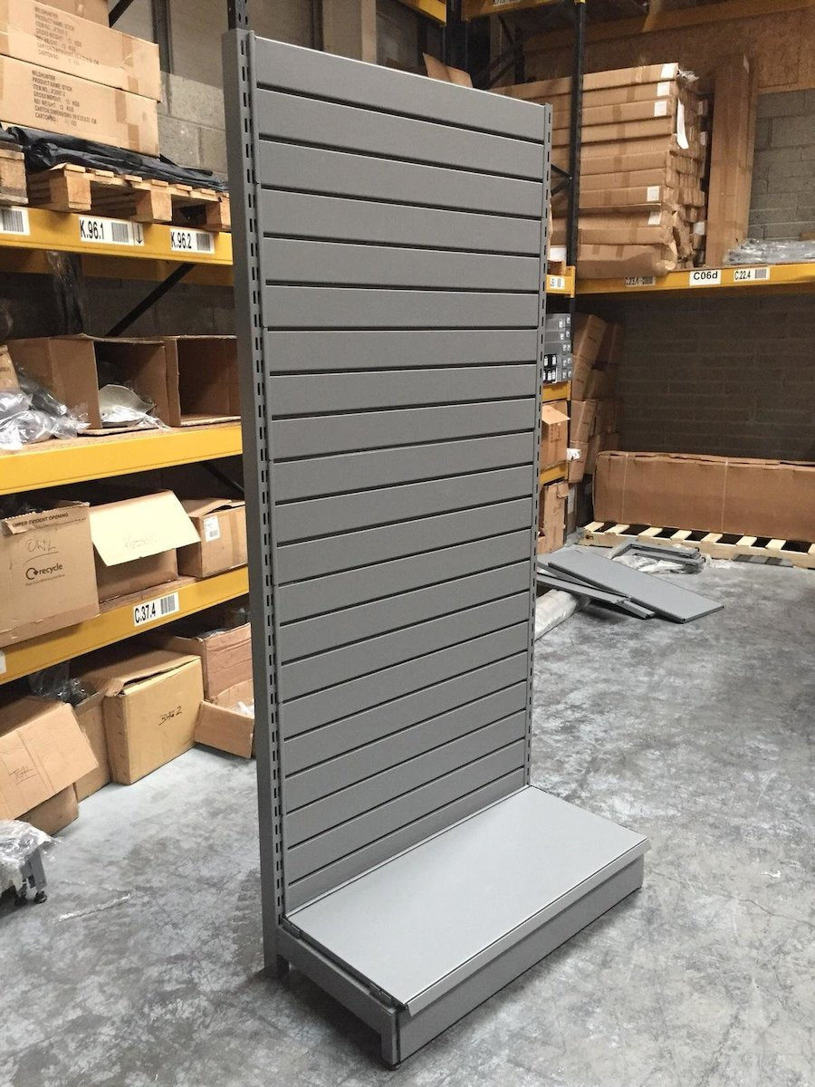 Tall shop shelving with slatwall. Single sided. 2250mm high