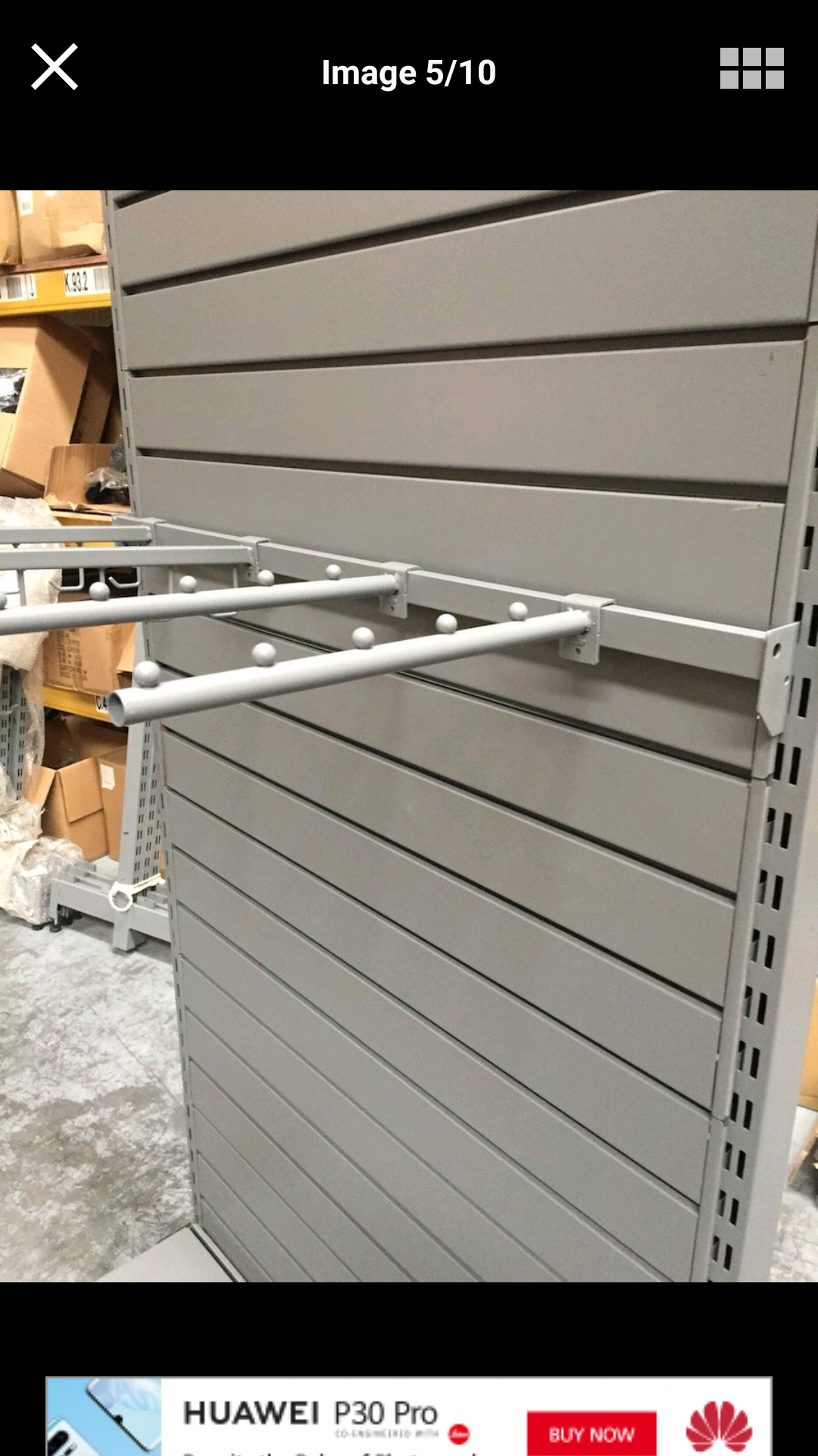 Tall shop shelving with slatwall. Double sided. 2250mm high
